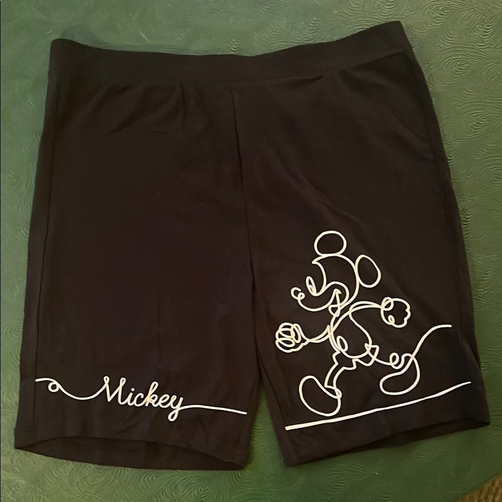 Black Shorts with Mickey Mouse Outline